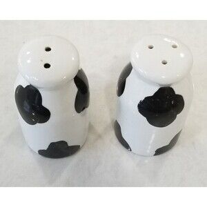 Vintage Black & White Dairy Cow Milk Jug Salt & Pepper Shakers